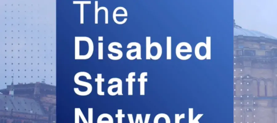 Blue square with Disabled Staff Network sign insight