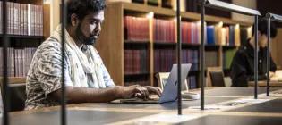 student at the library