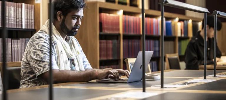 student at the library